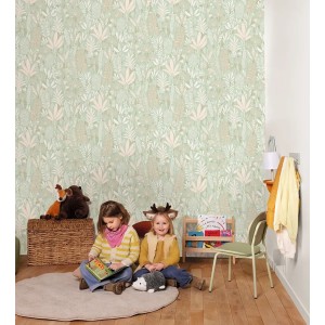 Caselio|Kids wallpaper flock of doves green|Children's 2
