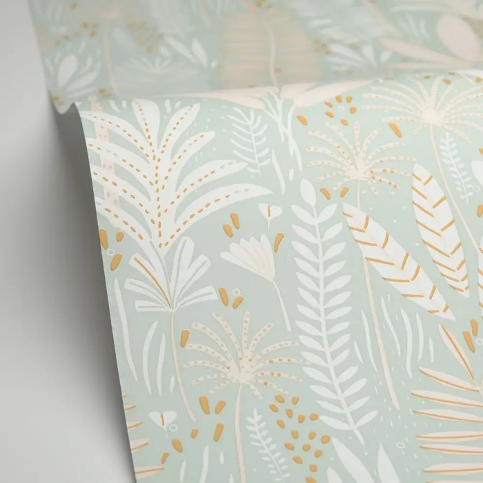 Caselio|Kids wallpaper with pastel green flowers|Youth Style