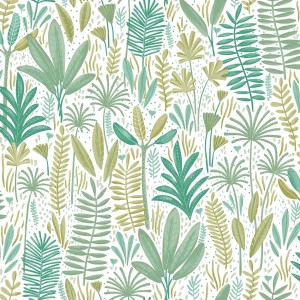 Caselio|Papier peint enfant jungle tropicale blanche|Enfants
