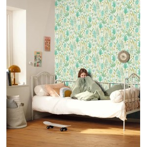 Caselio|Papier peint enfant jungle tropicale blanche|Enfants 2