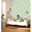 Caselio|Papel pintado infantil dibujos de flores verde|Juvenil