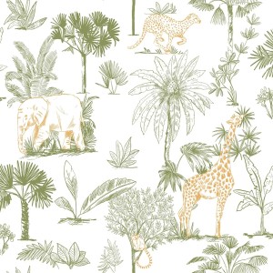 Casadeco|Kids wallpaper Toile de Jouy cottages white and red|Children's