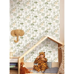 Caselio|Papier peint safari enfant noir et blanc|Enfants 2
