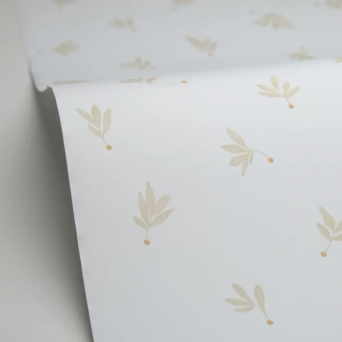 Caselio|Kindertapete mit gezeichneten Zweigen in Beige|Kindertapete