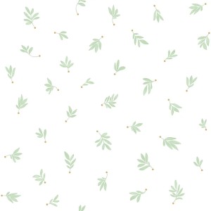 Caselio|Papier peint enfant branches dessinées vert amande|Enfants