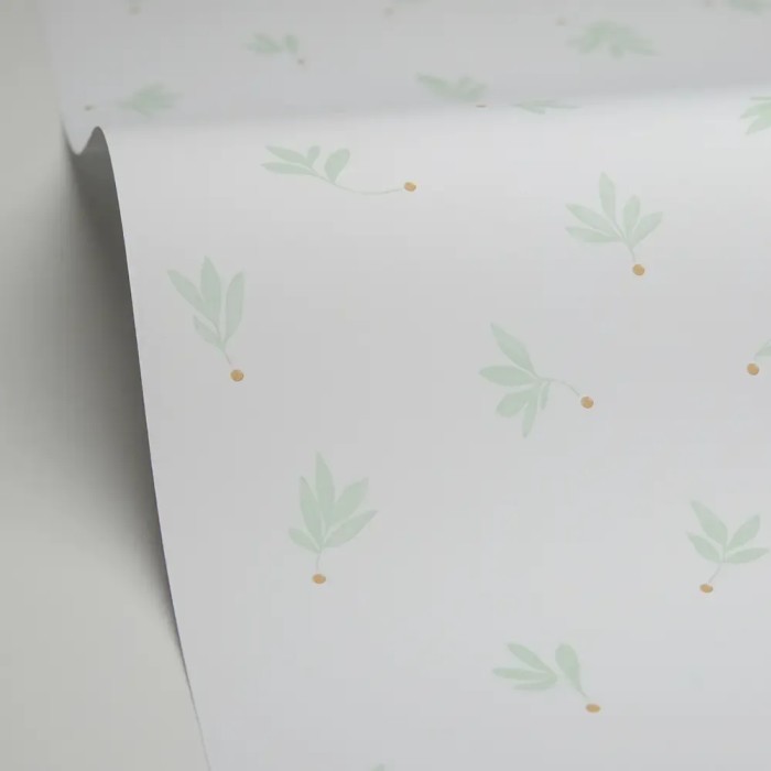 Caselio|Kids wallpaper with drawn branches in aqua green|Children's