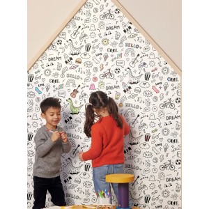 Caselio|Papier peint enfant étoiles et comètes vert|Enfants 2