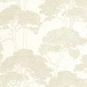 Caselio|Mediterrane Pinientapete in Weiß und Gold|Tapeten