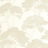 Caselio|Papier peint pins méditerranéens blanc et or|Papier Peint