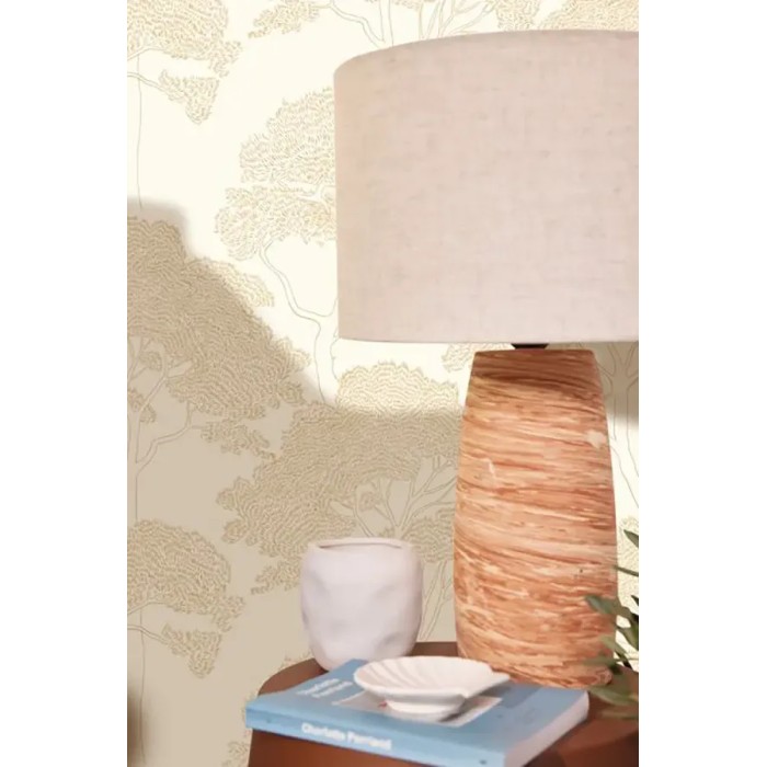 Caselio|Mediterranean pine wallpaper in white and gold|Wallpaper