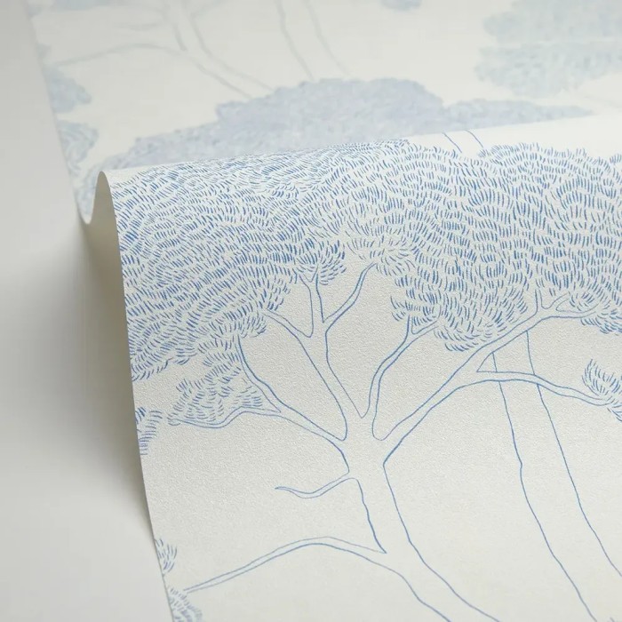 Caselio|Papel pintado pinos mediterráneos azul|Papel Pintado