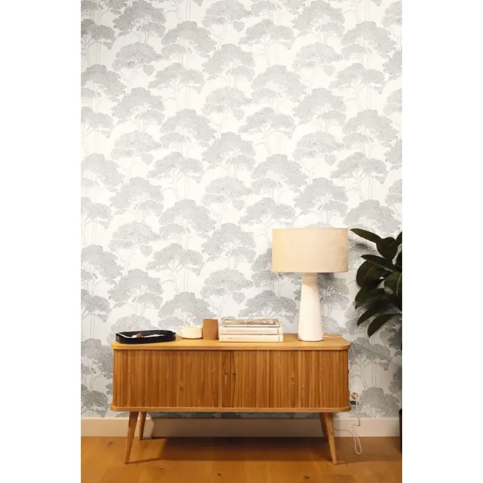 Caselio|Scandinavian-style wallpaper with pines in black and white|Wallpaper