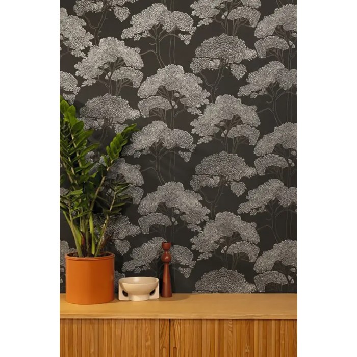 Caselio|Mediterranean wallpaper with black and gold pines|Wallpaper