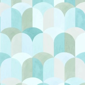 Caselio|Papier peint géométrique vert, idéal pour la cuisine|Géométrique
