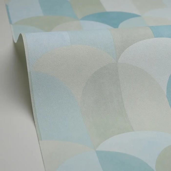 Caselio|Geometric wallpaper in pastel blue tones|Wallpaper