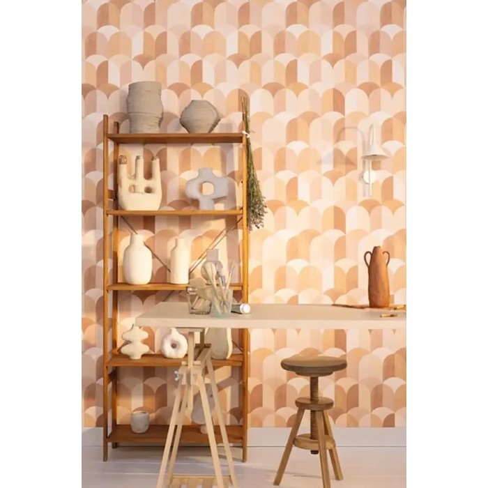 Caselio|French kitchen tile wallpaper in brown tones|Geometric