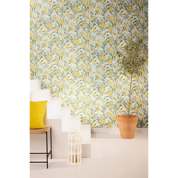 Caselio|Papel pintado limonero con limones amarillos|Papel Pintado