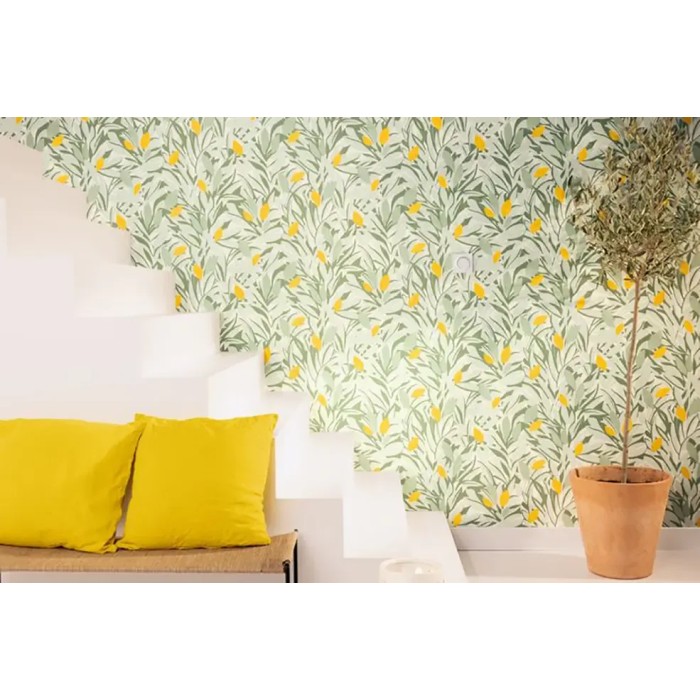 Caselio|Papel pintado limonero con limones amarillos|Papel Pintado