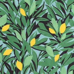 Caselio|Lemon tree wallpaper with yellow lemons|Wallpaper