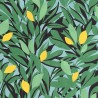 Caselio|Florale Tapete mit grünem Zitronenbaum|Tapeten