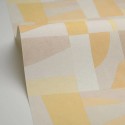 Caselio|Papel pintado geométrico beige amarillo, patrón abstracto|Abstracto