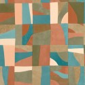 Caselio|Papel pintado composicion abstracta verde y terracota|Abstracto