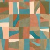 Caselio|Papel pintado composicion abstracta verde y terracota|Abstracto