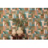 Caselio|Abstract composition wallpaper in green and terracotta|Abstract