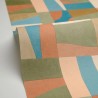 Caselio|Papier peint composition abstraite vert et terracotta|Abstrait
