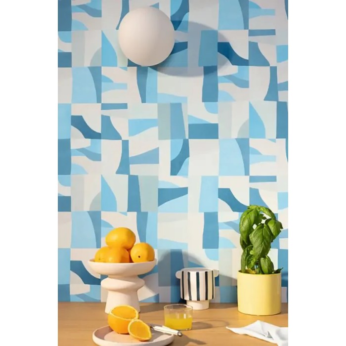 Caselio|Geometric wallpaper in blue tones|Abstract