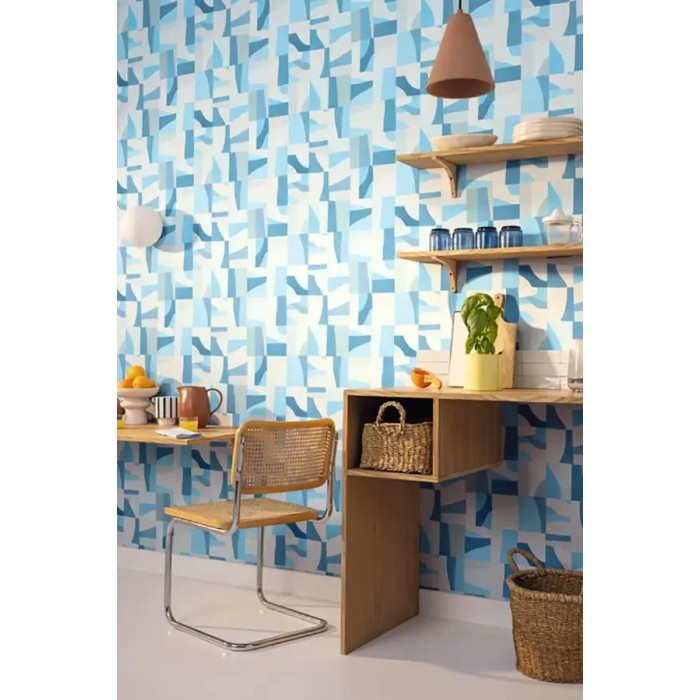 Caselio|Geometric wallpaper in blue tones|Abstract