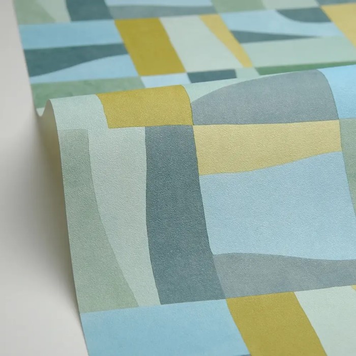 Caselio|Abstract wallpaper in green and turquoise tones|Wallpaper