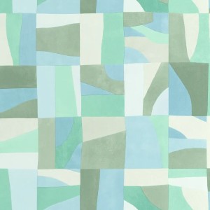 Elitis|Modern composition wallpaper with abstract art in white, light blue and black|Wallpaper