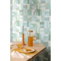 Caselio|Aqua green geometric wallpaper with abstract pattern|Wallpaper