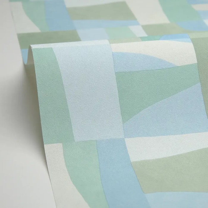 Caselio|Aqua green geometric wallpaper with abstract pattern|Wallpaper