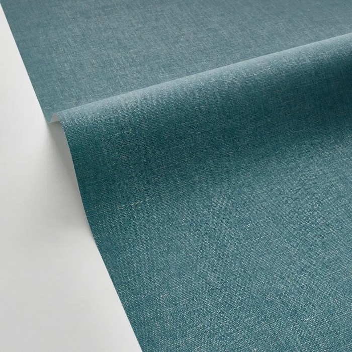 Caselio|Textiloptik-Leinwandtapete in Grün mit goldenen Sprenkeln|Textilimitation