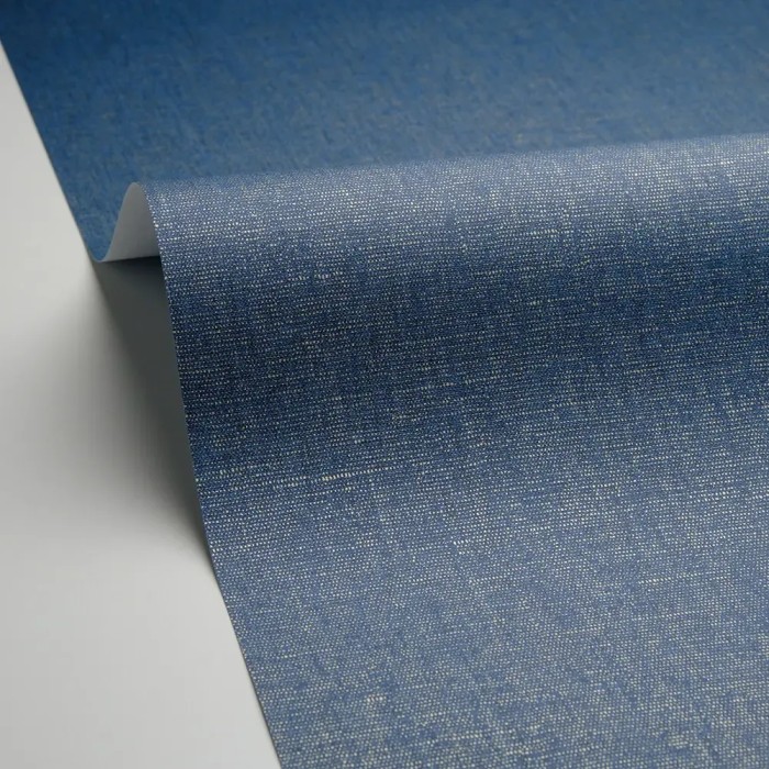 Caselio|Tapete in Textiloptik, geflammtes Blauleinen|Textilimitation