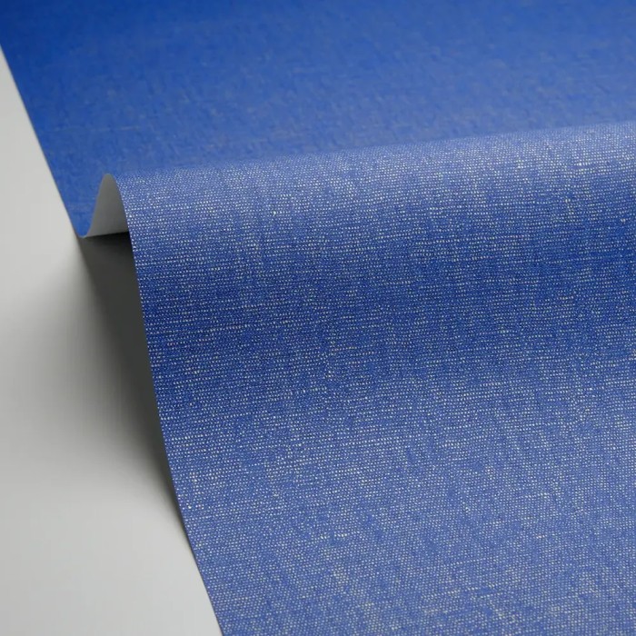 Caselio|Papier peint lin bleu et or flammé|Papier Peint