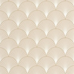 Caselio|Yellow Art Deco wallpaper with fan or palmette design|Art Deco