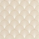 Caselio|Art-Déco-Tapete mit eleganten Palmetten in Beige und Gold|Art Deco