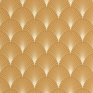 Caselio|Blau-goldene Art-Déco-Tapete mit Palmettenmotiv|Art Deco