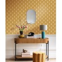 Caselio|Papier peint Art déco jaune avec motif éventail ou palmette|Art Déco
