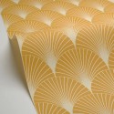 Caselio|Yellow Art Deco wallpaper with fan or palmette design|Art Deco