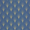 Caselio|Papier peint Art déco bleu et or à motif de palmettes|Art Déco