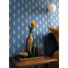 Caselio|Papel pintado art déco azul y dorado en forma de palmetas|Art Deco