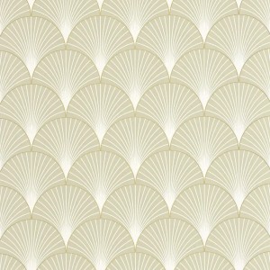 Casamance|Papier peint géométrique blanc et doré entrelacé|Art Déco