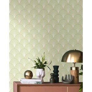 Casamance|Papier peint géométrique blanc et doré entrelacé|Art Déco 2
