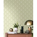 Caselio|Papier peint Art déco vert et or métallisé|Art Déco