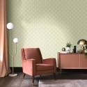Caselio|Papier peint Art déco vert et or métallisé|Art Déco