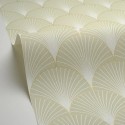Caselio|Green and gold metallic Art Deco wallpaper|Art Deco